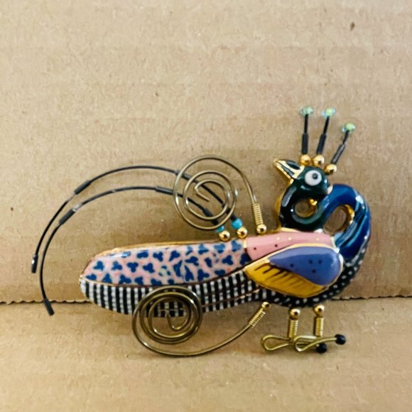 EUC Jewelry 10 Peacock Pin, Hand-Painted Porcelain, One-of-a-Kind, 3" L x 2" T - Picture 1 of 13